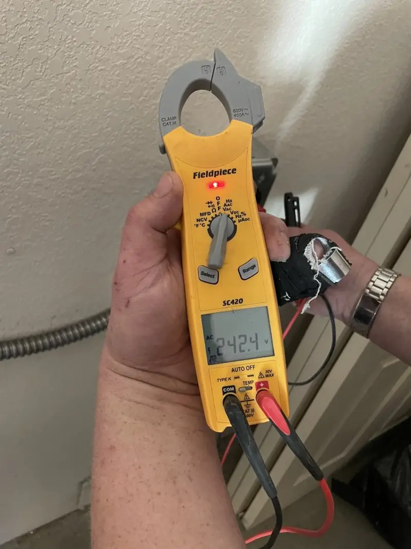 Voltage testing with clamp meter during Generator Installation in Bedminster